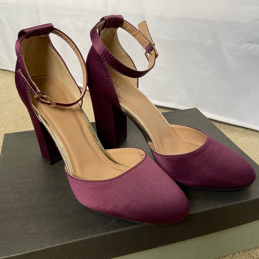 New Day from Target. Plum color chunky ankle strap heels. Worn once